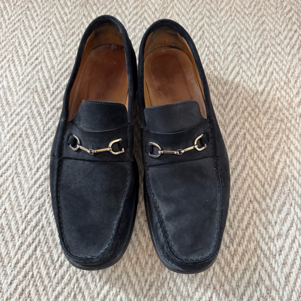 Men’s Gucci Suede Black & Gold Horse Bit Loafers | Size 11.5 - Picture 2 of 7